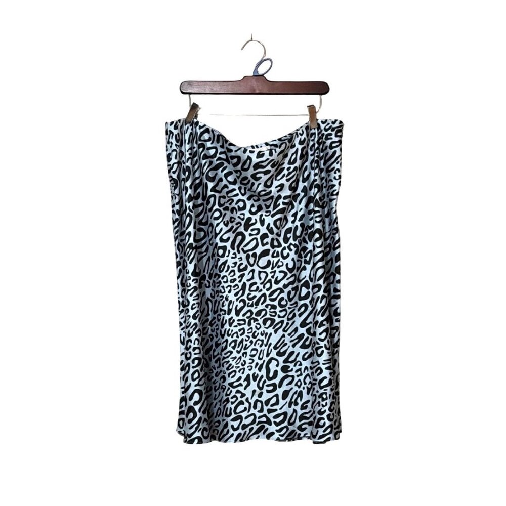 Rebecca Minkoff Womens 16W Blue & Black Animal Print Midi Skirt